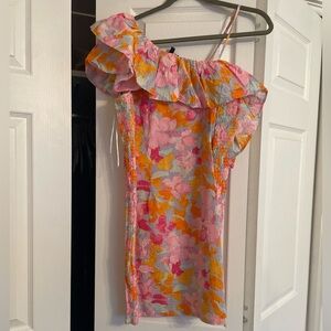 One shoulder floral dress
